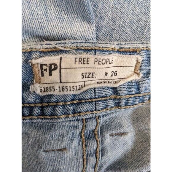 Free People Sz 26 Skinny Jeans Blue Washed Distressed Frayed Hem Pockets Stretch - Picture 4 of 6